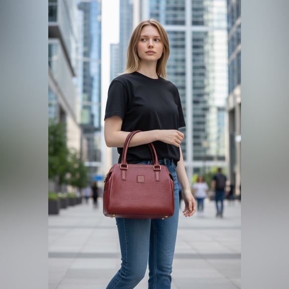 Nina Ricci Vintage Structured Leather Satchel – Rich Red Pebbled Leather - Picture 11 of 11